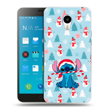 Пластиковый чехол на Meizu M1 Note с принтом Стич Новый год