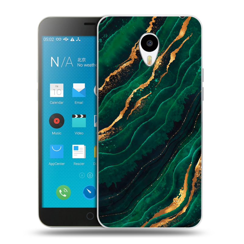 Пластиковый чехол на Meizu M1 Note с принтом Мрамор зеленое золото Пластиковый чехол на Meizu M1 Note с принтом Мрамор зеленое золото