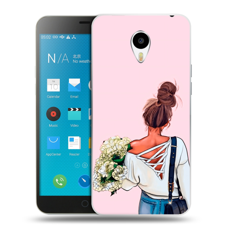 Пластиковый чехол на Meizu M1 Note с принтом Девушка и букет Пластиковый чехол на Meizu M1 Note с принтом Девушка и букет