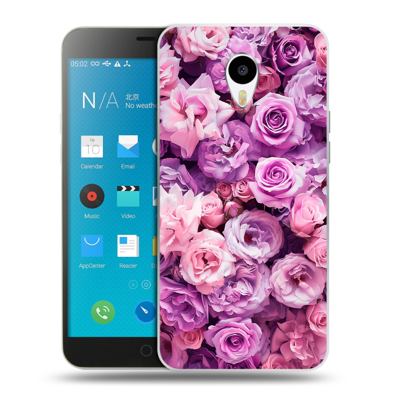 Пластиковый чехол на Meizu M1 Note с принтом лавандовые розы Пластиковый чехол на Meizu M1 Note с принтом лавандовые розы
