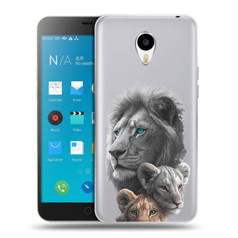 Пластиковый чехол на Meizu M1 Note с принтом Львы Пластиковый чехол на Meizu M1 Note с принтом Львы