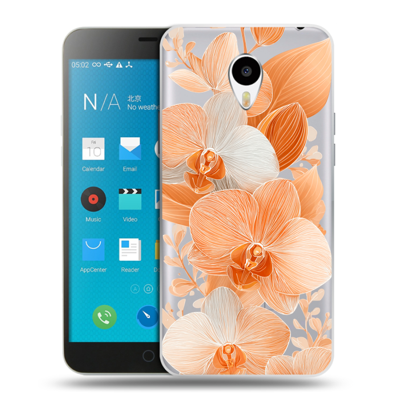 Пластиковый чехол на Meizu M1 Note с принтом Бежевые цветы Пластиковый чехол на Meizu M1 Note с принтом Бежевые цветы