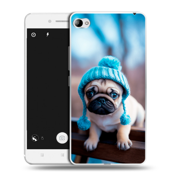 Силиконовый чехол на Lenovo S90 с принтом Мопс в шапке