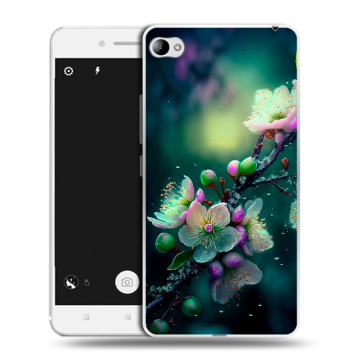 Силиконовый чехол на Lenovo S90 с принтом Цветы и мрамор