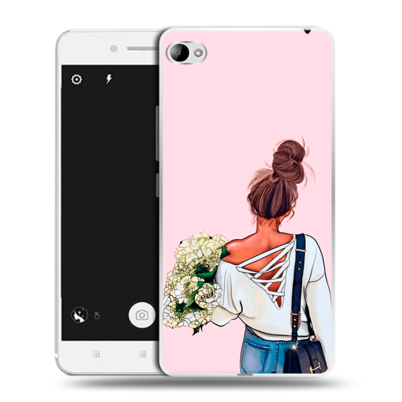Силиконовый чехол на Lenovo S90 с принтом Девушка и букет Силиконовый чехол на Lenovo S90 с принтом Девушка и букет