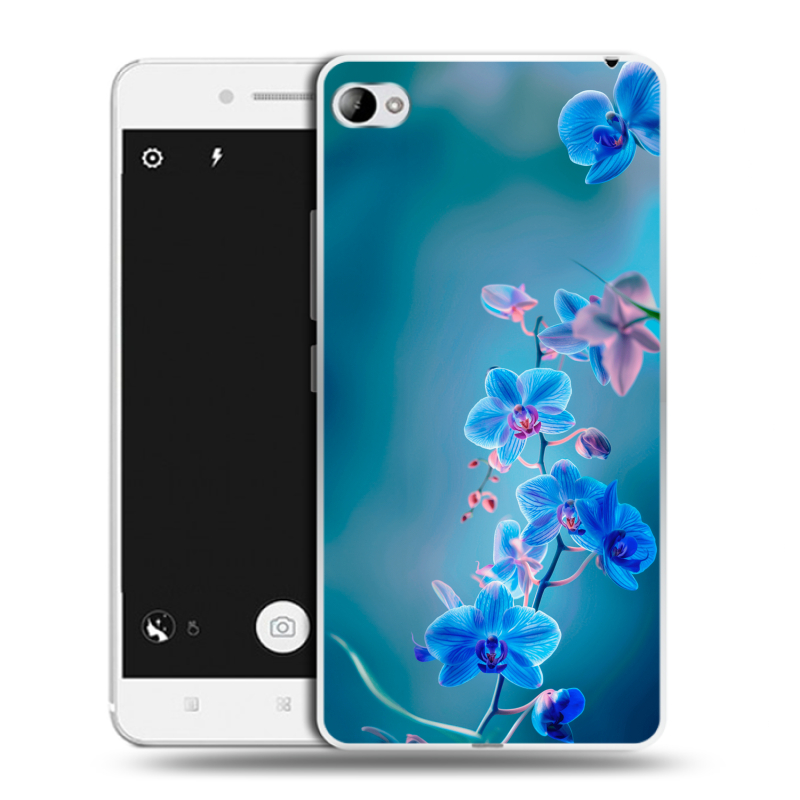 Пластиковый чехол на Lenovo S90 с принтом Голубые цветы Пластиковый чехол на Lenovo S90 с принтом Голубые цветы