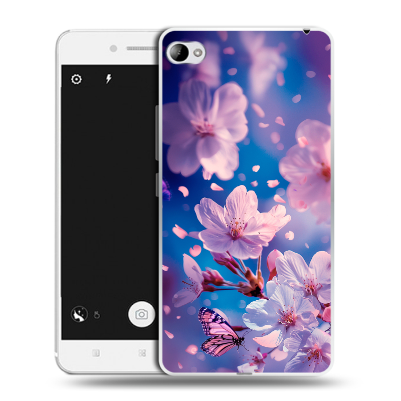 Силиконовый чехол на Lenovo S90 с принтом цветы бабочки Силиконовый чехол на Lenovo S90 с принтом цветы бабочки
