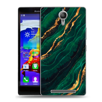 Пластиковый чехол на Lenovo P90 с принтом Мрамор зеленое золото Пластиковый чехол на Lenovo P90 с принтом Мрамор зеленое золото