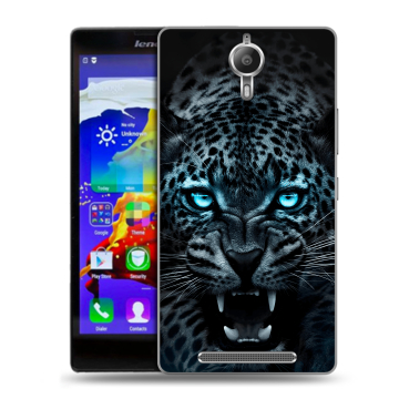 Пластиковый чехол на Lenovo P90 с принтом Темный леопард Пластиковый чехол на Lenovo P90 с принтом Темный леопард