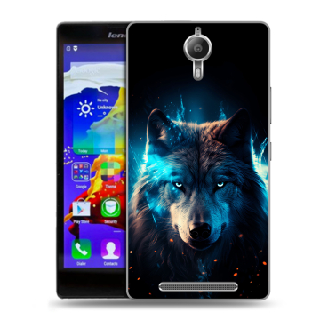 Пластиковый чехол на Lenovo P90 с принтом Волк ночной