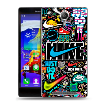 Пластиковый чехол на Lenovo P90 с принтом найк nike черный Пластиковый чехол на Lenovo P90 с принтом найк nike черный