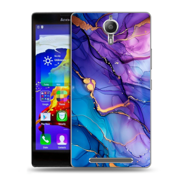 Пластиковый чехол на Lenovo P90 с принтом синий мрамор