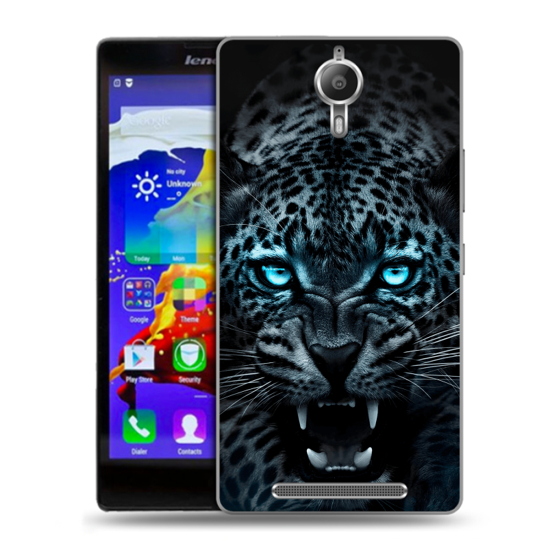 Пластиковый чехол на Lenovo P90 с принтом Темный леопард Пластиковый чехол на Lenovo P90 с принтом Темный леопард