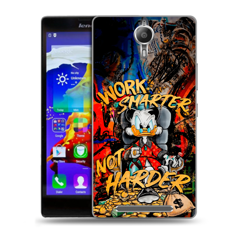 Пластиковый чехол на Lenovo P90 с принтом Дональд Дак Деньги Пластиковый чехол на Lenovo P90 с принтом Дональд Дак Деньги