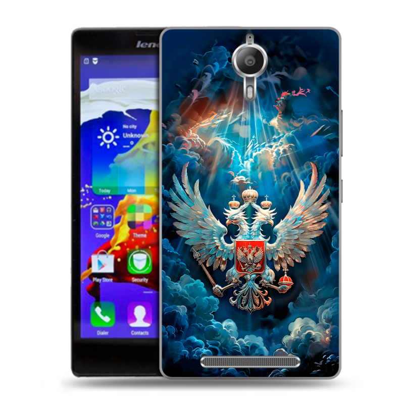 Пластиковый чехол на Lenovo P90 с принтом Герб флаг России Пластиковый чехол на Lenovo P90 с принтом Герб флаг России