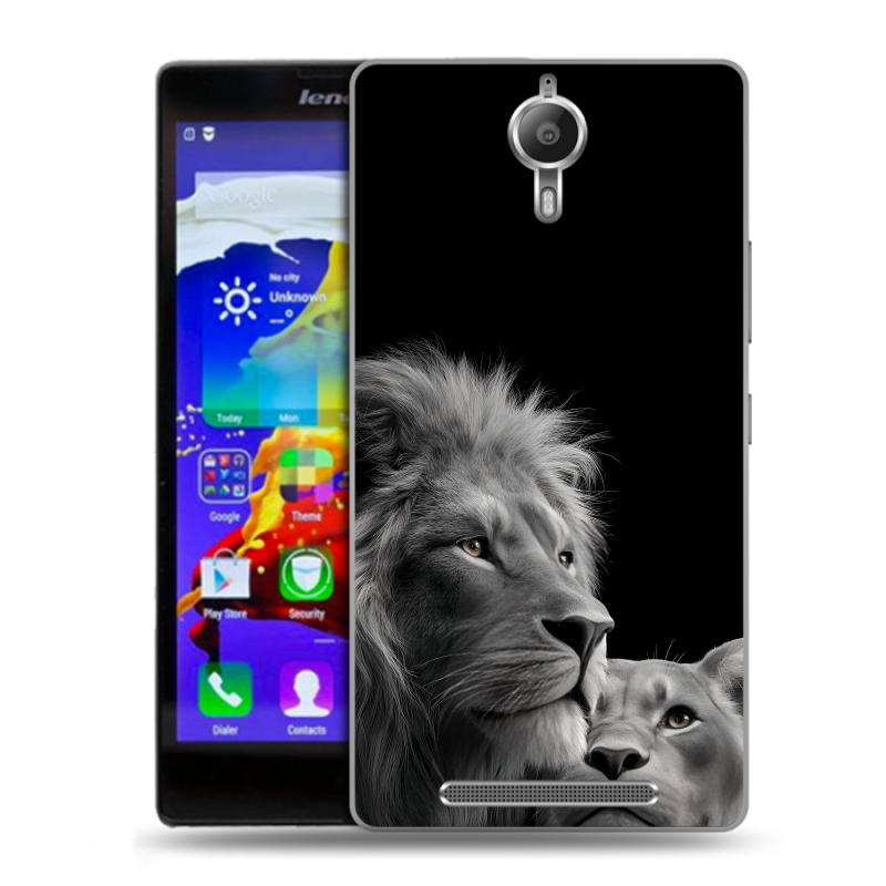 Пластиковый чехол на Lenovo P90 с принтом Лев кошки Пластиковый чехол на Lenovo P90 с принтом Лев кошки
