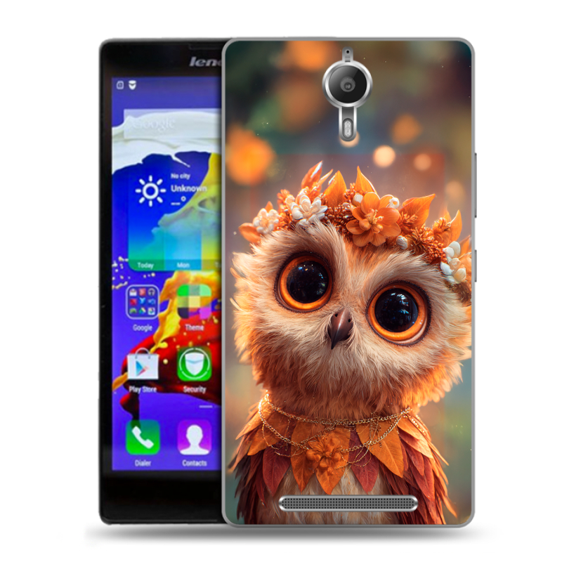 Пластиковый чехол на Lenovo P90 с принтом Милая сова Пластиковый чехол на Lenovo P90 с принтом Милая сова