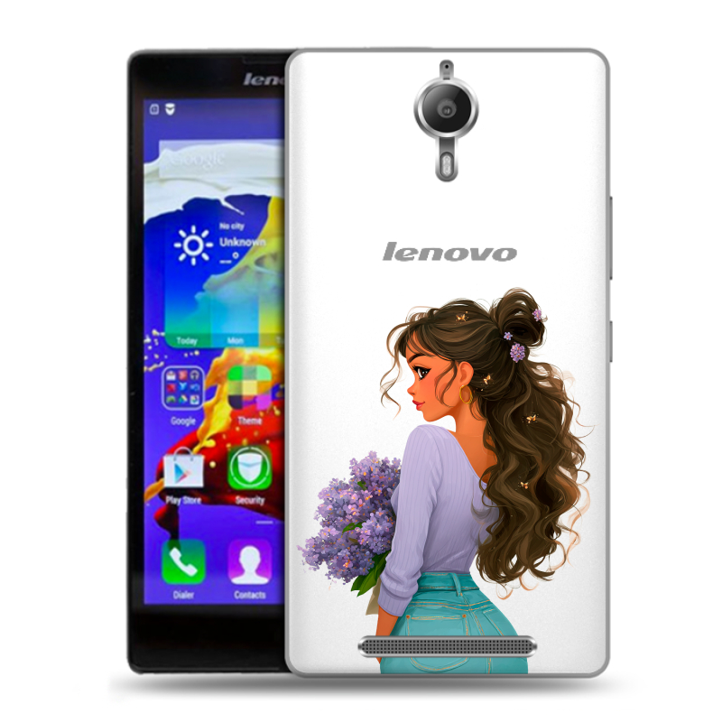 Пластиковый чехол на Lenovo P90 с принтом девушка цветы Пластиковый чехол на Lenovo P90 с принтом девушка цветы