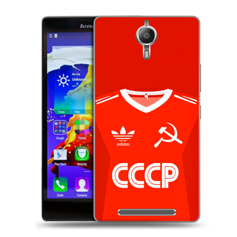 Пластиковый чехол на Lenovo P90 с принтом Флаг Герб СССР Пластиковый чехол на Lenovo P90 с принтом Флаг Герб СССР