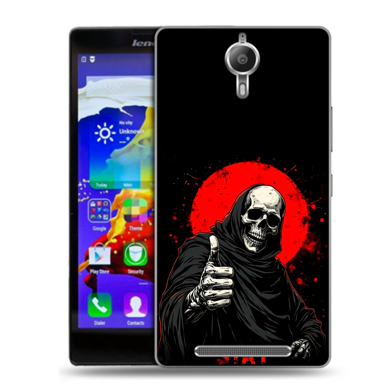 Пластиковый чехол на Lenovo P90 с принтом смешной скелет Пластиковый чехол на Lenovo P90 с принтом смешной скелет