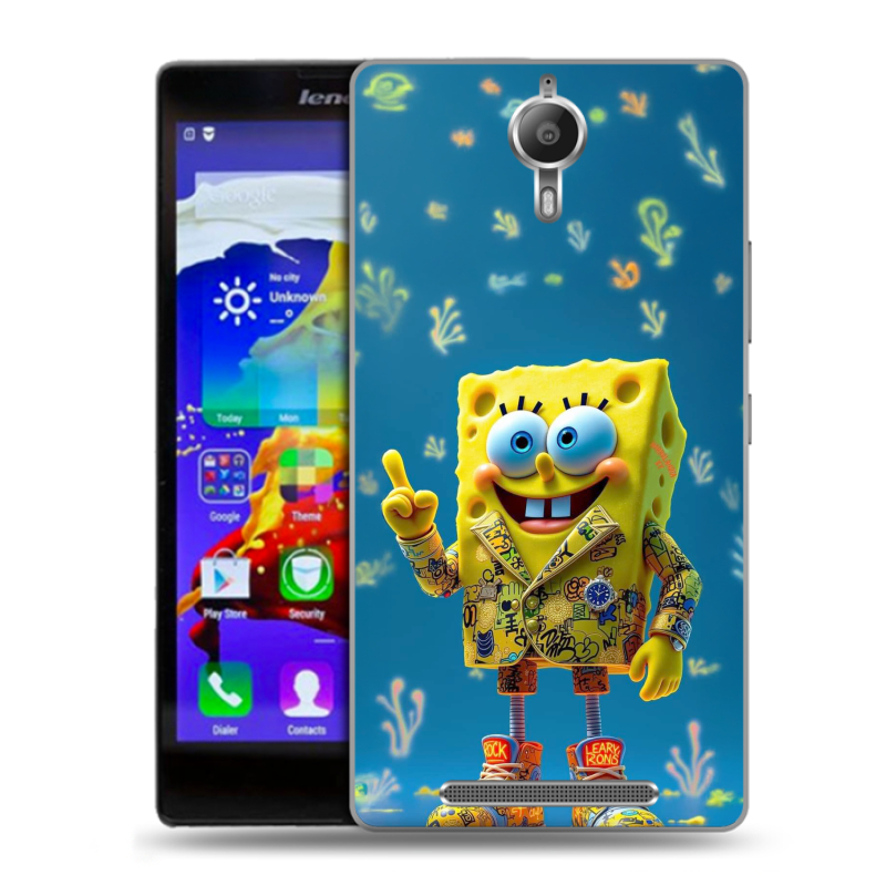 Пластиковый чехол на Lenovo P90 с принтом Спанч боб Спанчбоб Пластиковый чехол на Lenovo P90 с принтом Спанч боб Спанчбоб