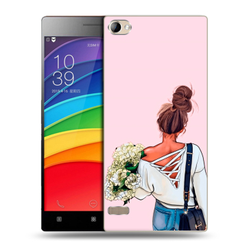 Пластиковый чехол на Lenovo Vibe X2 Pro с принтом Девушка и букет Пластиковый чехол на Lenovo Vibe X2 Pro с принтом Девушка и букет
