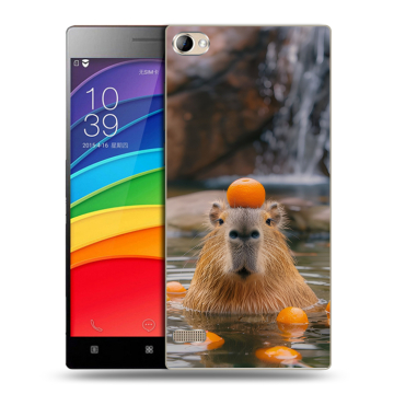 Пластиковый чехол на Lenovo Vibe X2 Pro с принтом Капибара с апельсином