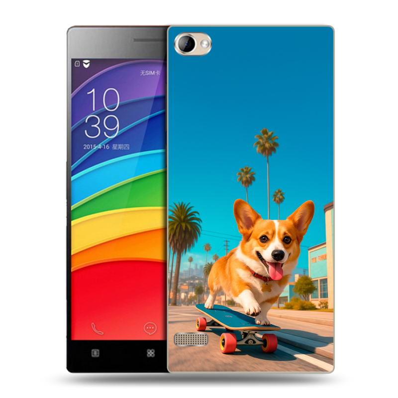 Пластиковый чехол на Lenovo Vibe X2 Pro с принтом Корги на скейте Пластиковый чехол на Lenovo Vibe X2 Pro с принтом Корги на скейте