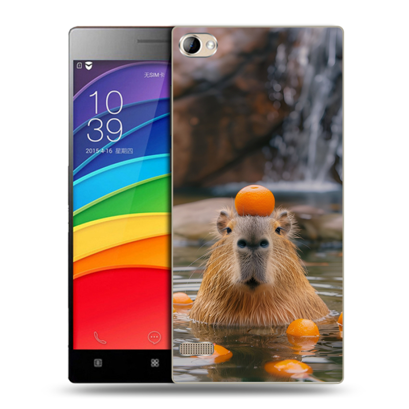 Пластиковый чехол на Lenovo Vibe X2 Pro с принтом Капибара с апельсином Пластиковый чехол на Lenovo Vibe X2 Pro с принтом Капибара с апельсином