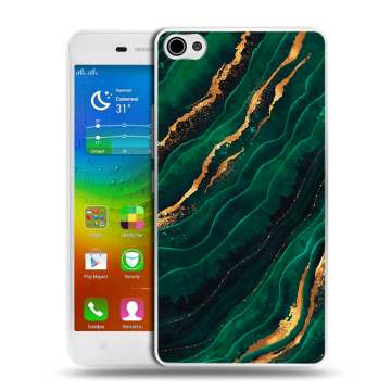 Силиконовый чехол на Lenovo S60 с принтом Мрамор зеленое золото Силиконовый чехол на Lenovo S60 с принтом Мрамор зеленое золото