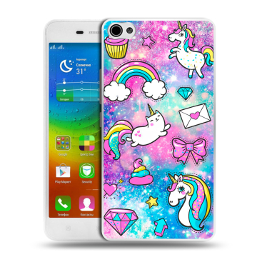 Силиконовый чехол на Lenovo S60 с принтом Единороги