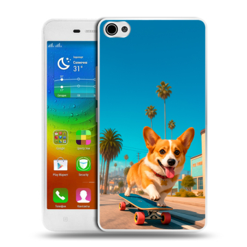 Силиконовый чехол на Lenovo S60 с принтом Корги на скейте