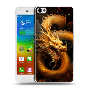 Силиконовый чехол на Lenovo S60 с принтом Золотой дракон Силиконовый чехол на Lenovo S60 с принтом Золотой дракон