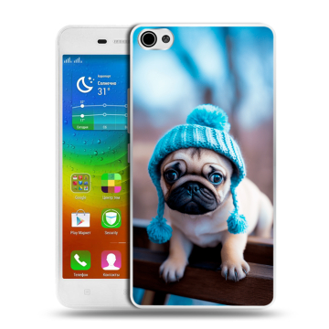 Силиконовый чехол на Lenovo S60 с принтом Мопс в шапке