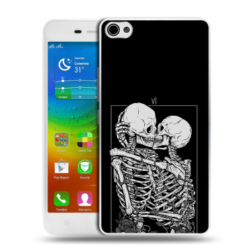 Силиконовый чехол на Lenovo S60 с принтом Поцелуй скелетов