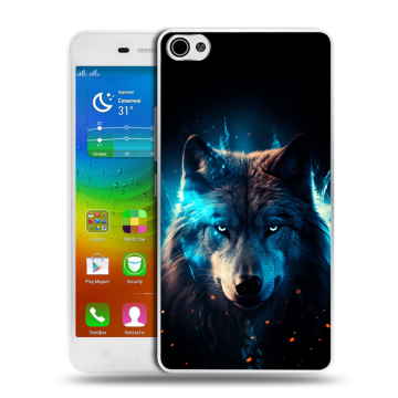 Силиконовый чехол на Lenovo S60 с принтом Волк ночной