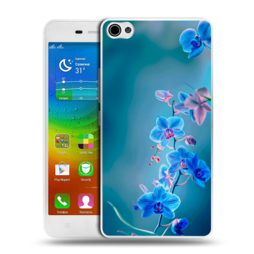 Силиконовый чехол на Lenovo S60 с принтом Голубые цветы