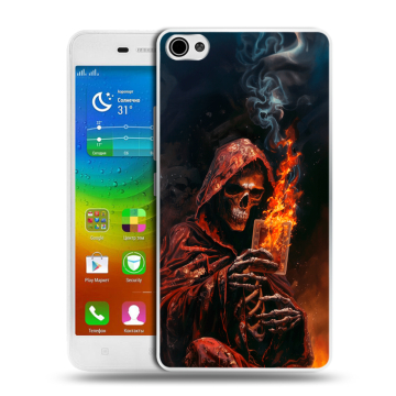 Силиконовый чехол на Lenovo S60 с принтом Скелет и карты