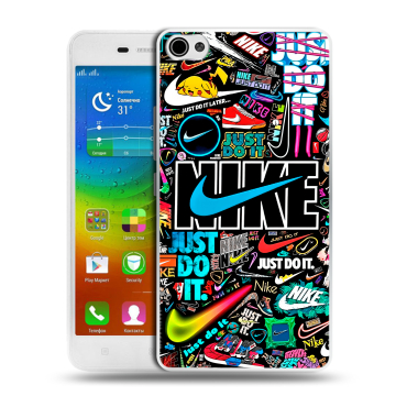 Силиконовый чехол на Lenovo S60 с принтом найк nike черный Силиконовый чехол на Lenovo S60 с принтом найк nike черный