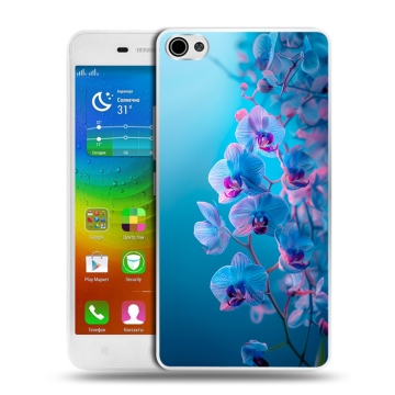 Силиконовый чехол на Lenovo S60 с принтом голубые орхидеи