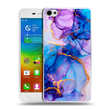Силиконовый чехол на Lenovo S60 с принтом синий мрамор