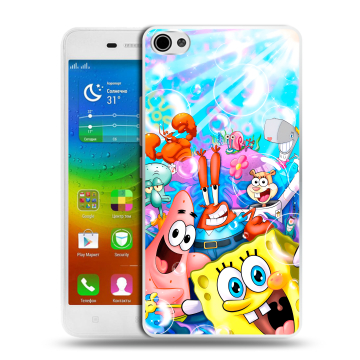 Силиконовый чехол на Lenovo S60 с принтом спанчбоб спанч боб