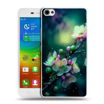 Силиконовый чехол на Lenovo S60 с принтом Цветы и мрамор