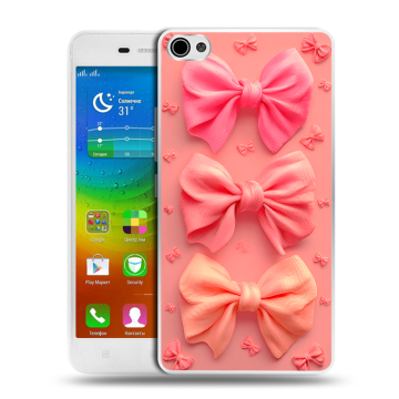 Силиконовый чехол на Lenovo S60 с принтом Розовые бантики