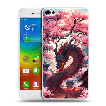 Силиконовый чехол на Lenovo S60 с принтом Дракон Японский