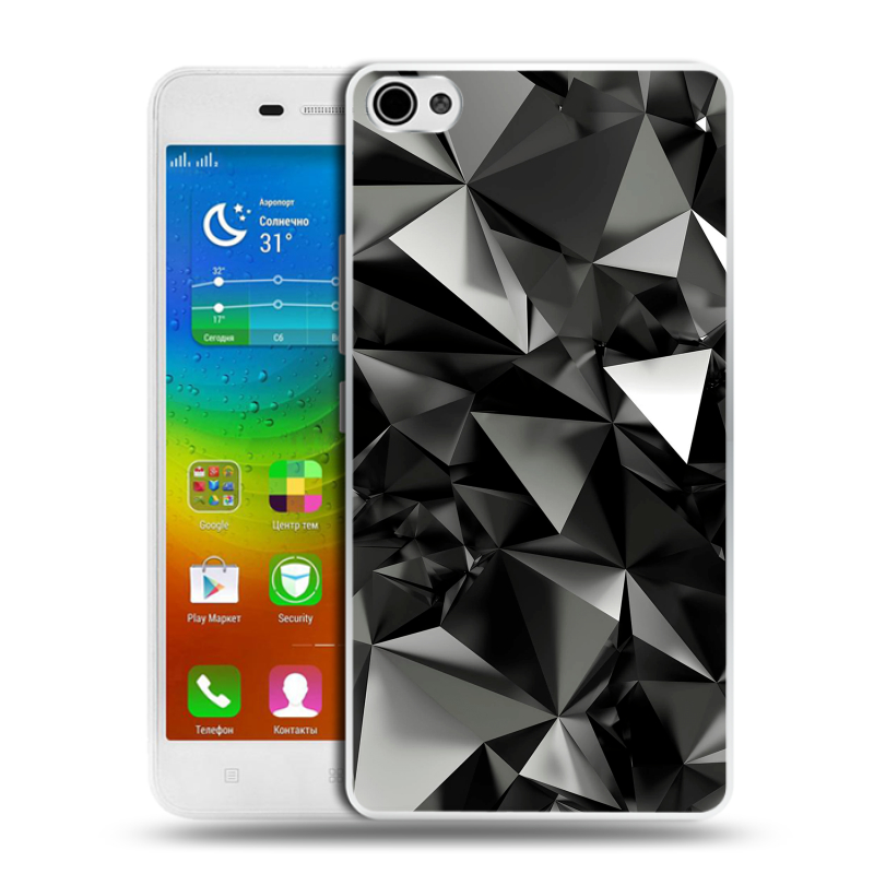 Силиконовый чехол на Lenovo S60 с принтом Черные кристаллы Силиконовый чехол на Lenovo S60 с принтом Черные кристаллы