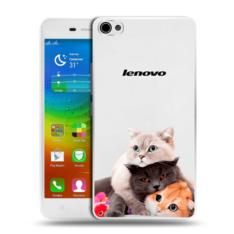 Силиконовый чехол на Lenovo S60 с принтом Кошки Силиконовый чехол на Lenovo S60 с принтом Кошки