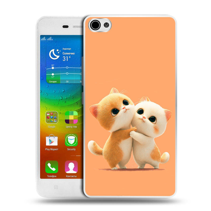 Силиконовый чехол на Lenovo S60 с принтом Милые котики Силиконовый чехол на Lenovo S60 с принтом Милые котики