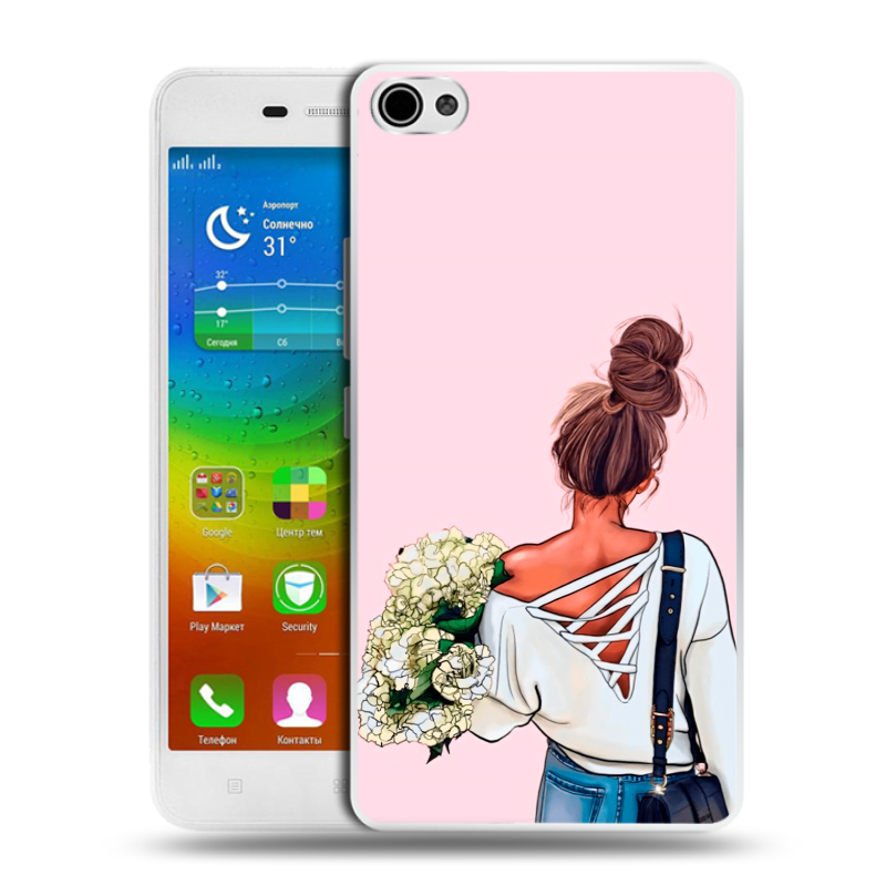 Силиконовый чехол на Lenovo S60 с принтом Девушка и букет Силиконовый чехол на Lenovo S60 с принтом Девушка и букет