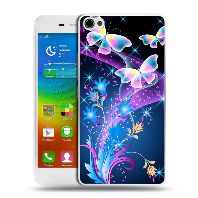 Силиконовый чехол на Lenovo S60 с принтом Бабочки Силиконовый чехол на Lenovo S60 с принтом Бабочки